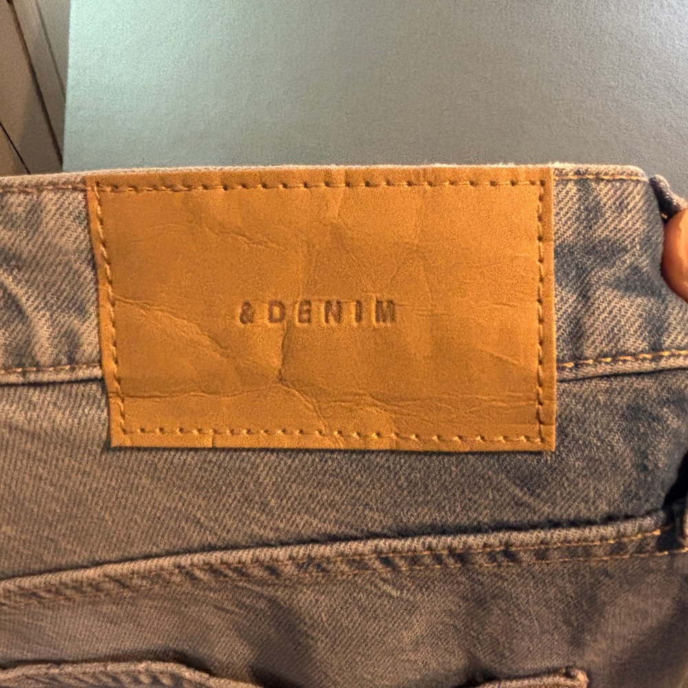 H&M &Denim Ultra High Waist Wide Leg Distressed Jeans Womens 14 Blue Denim - Picture 6 of 8